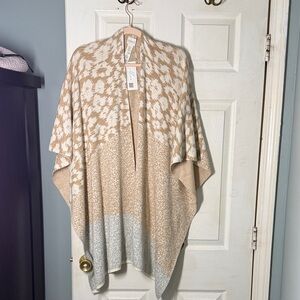 NWT Chico's Neutral Beige, White & Light Gray Knit Draped Cape